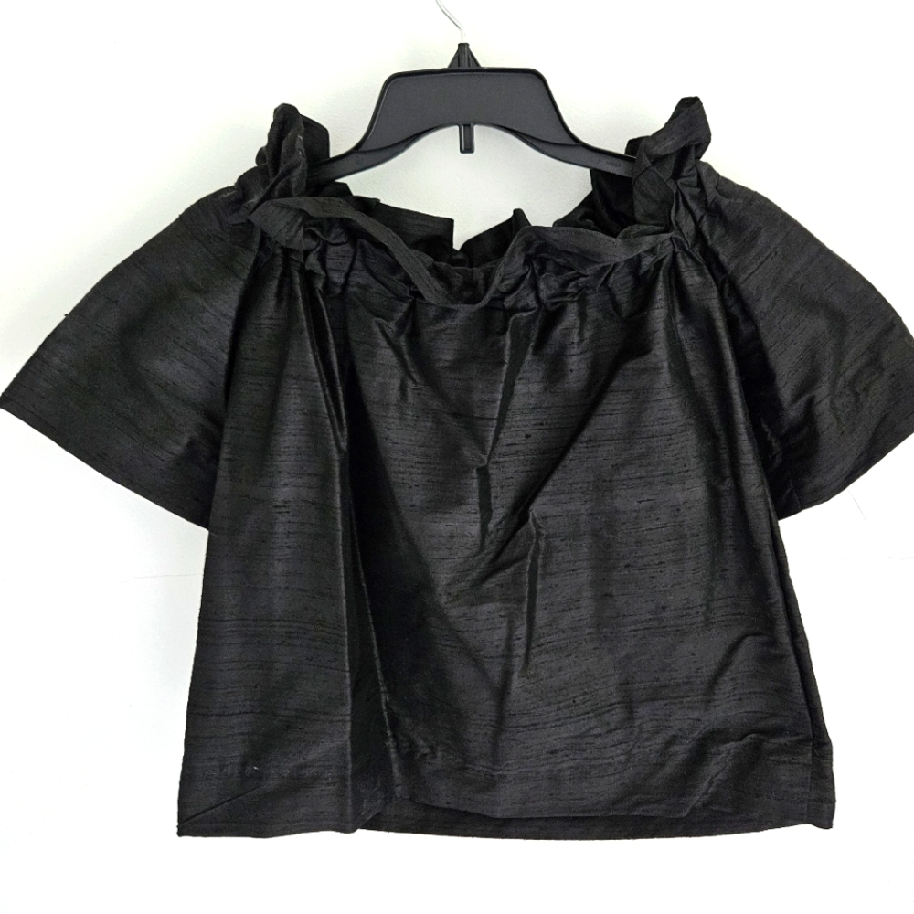 Hello Dobson Silk Doponi off shoulder Black top